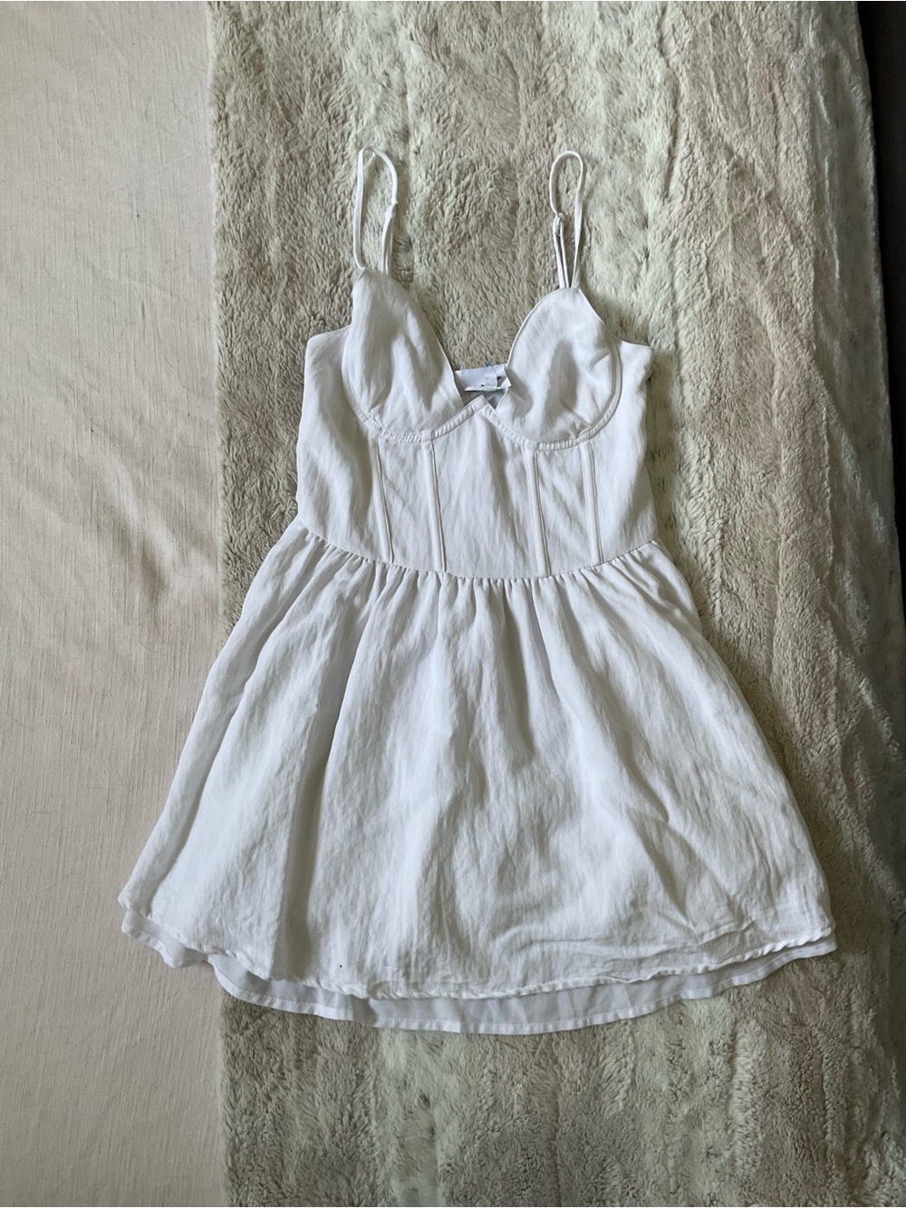 Girls White Spaghetti-Strap Summer Dress